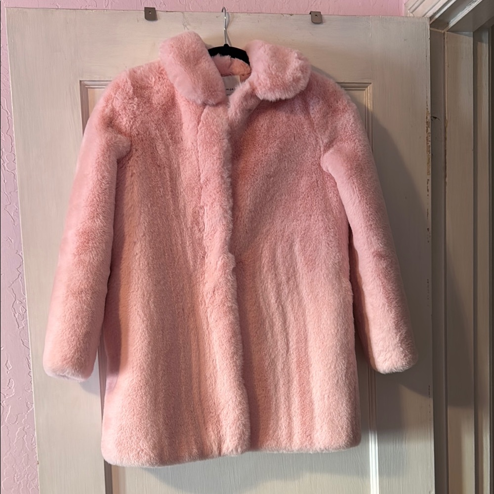 Janie and Jack Chic Pink Faux Fur Coat 10/12, like new